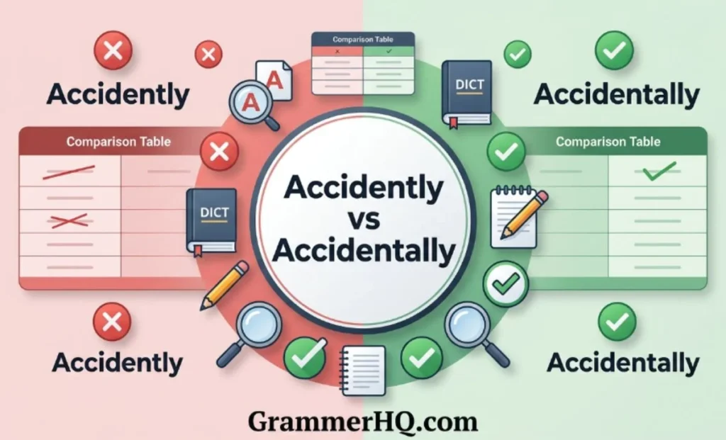 Accidently vs Accidentally Comparison Table