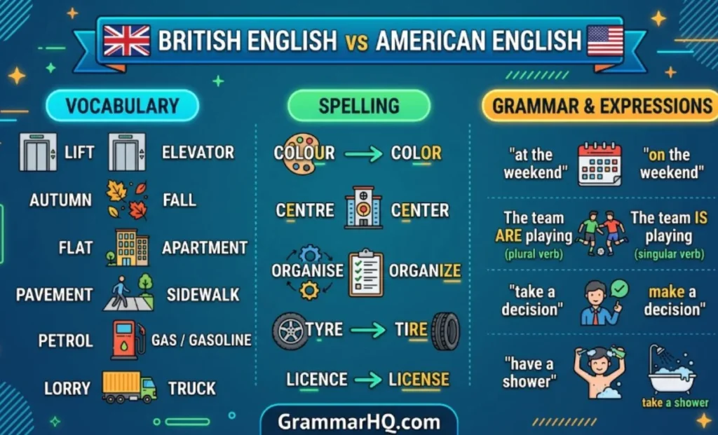 British English vs American English Usage