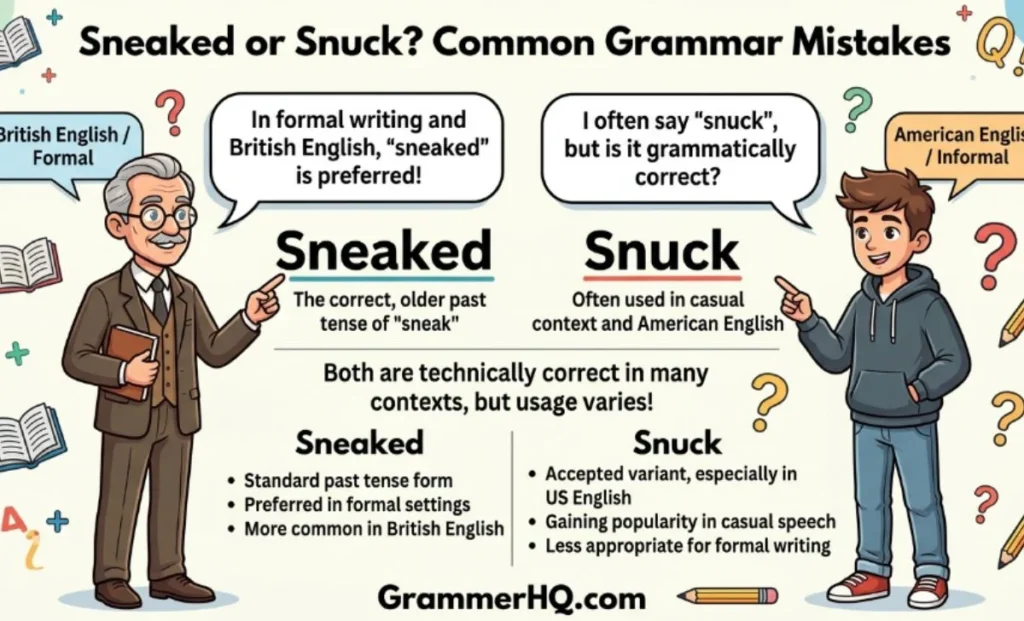 Common Mistakes with Sneaked or Snuck
