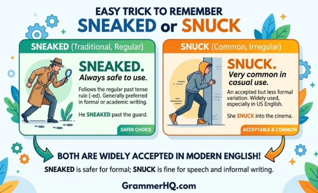 Easy Trick to Remember Sneaked or Snuck