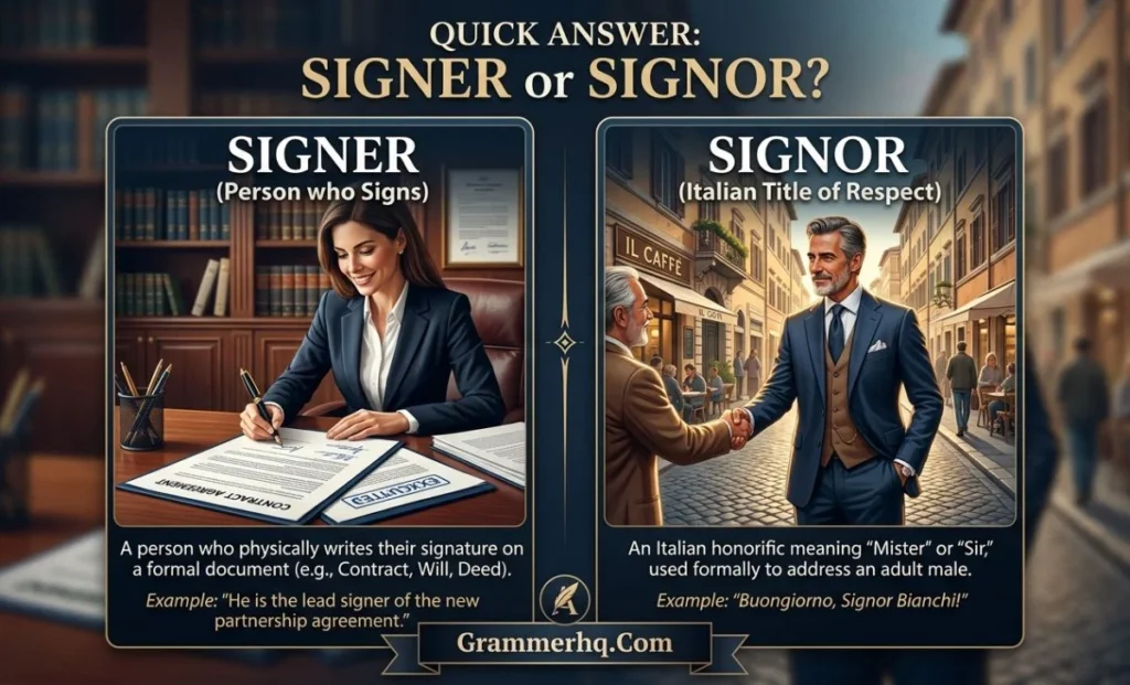 Quick Answer Signer or Signor