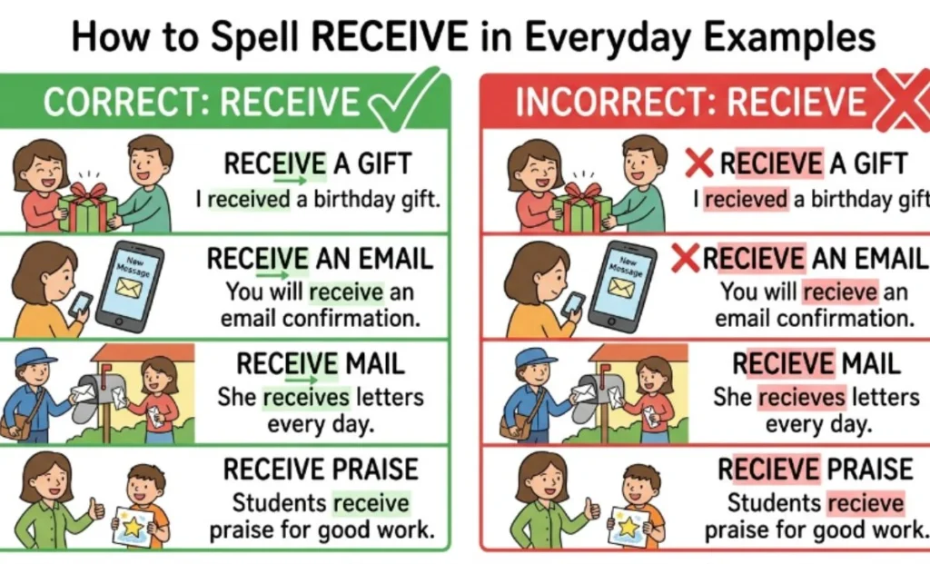 Receive or Recieve in Everyday Examples