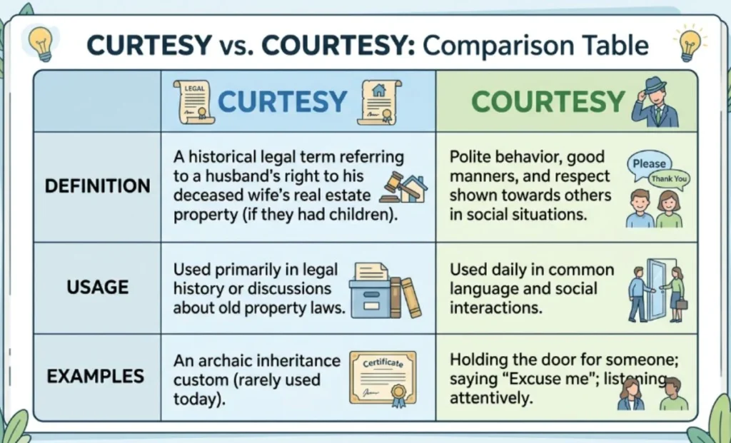 Curtesy vs Courtesy – Comparison Table