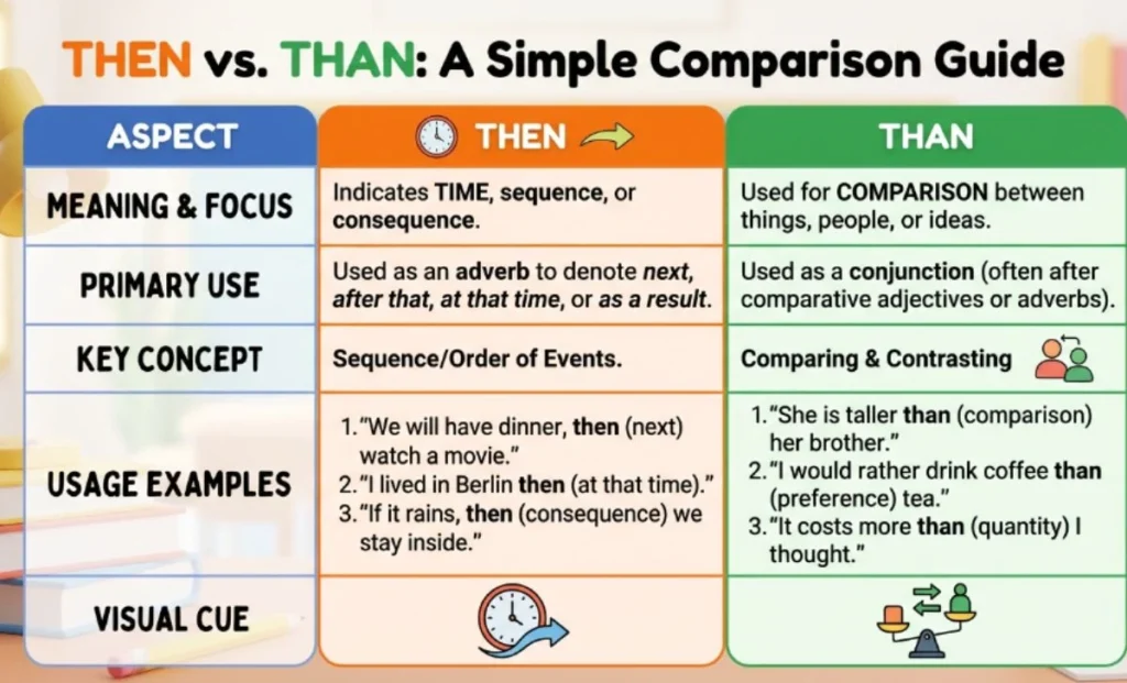 Then or Than Comparison Table