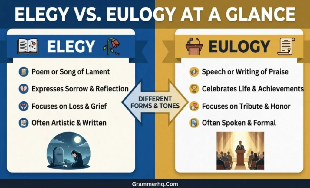 Elegy vs. Eulogy at a Glance