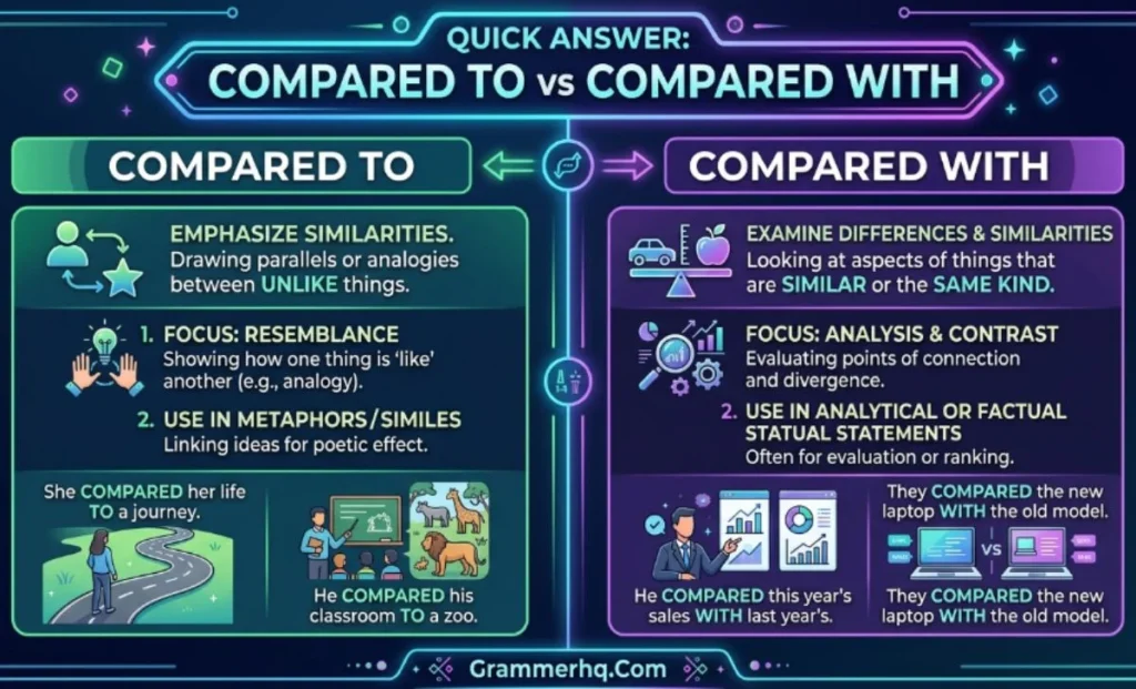 Quick Answer Compared To vs Compared With