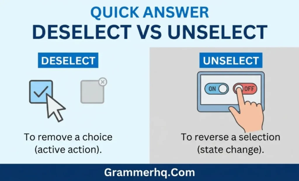 Quick Answer Deselect vs Unselect