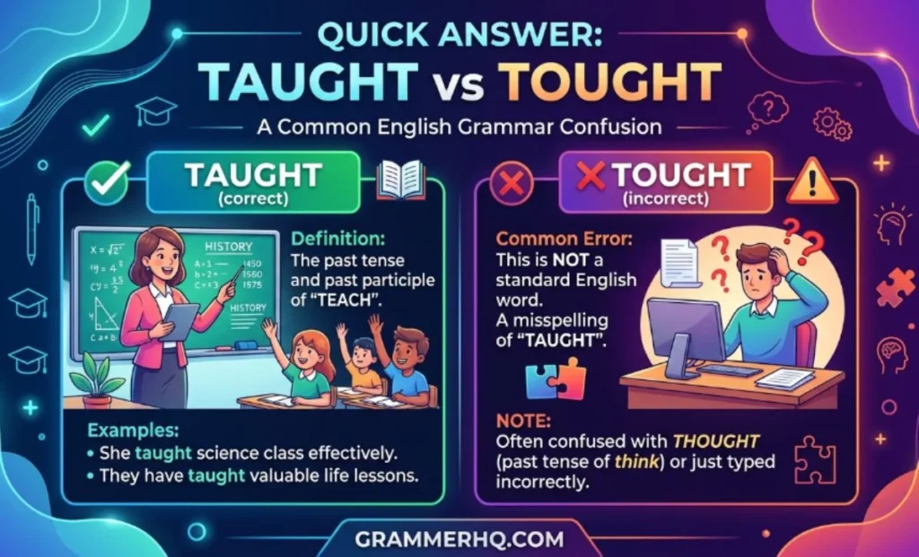 Quick Answer Taught vs Tought