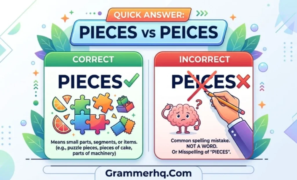 Quick Answer pieces vs peices