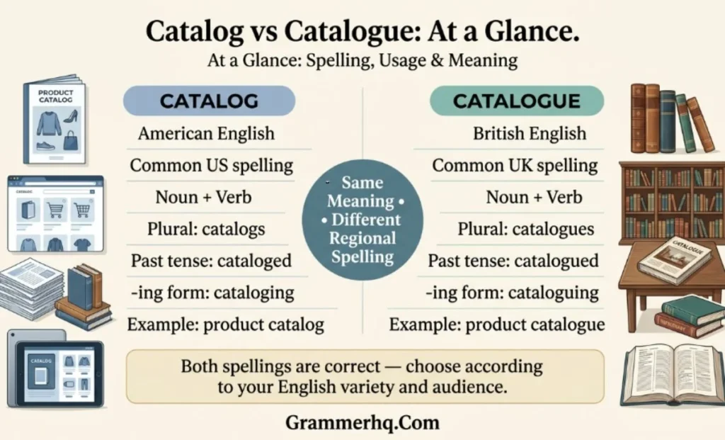 Catalog vs Catalogue: At a Glance