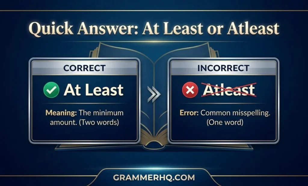 Quick Answer At Least or Atleast