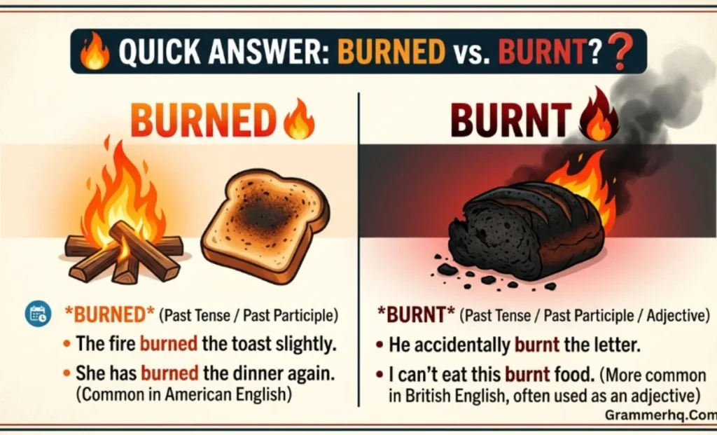 Quick Answer Burned or Burnt