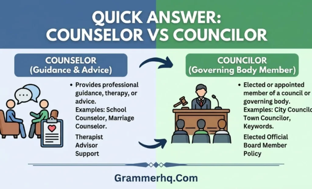 Quick Answer Counselor vs Councilor