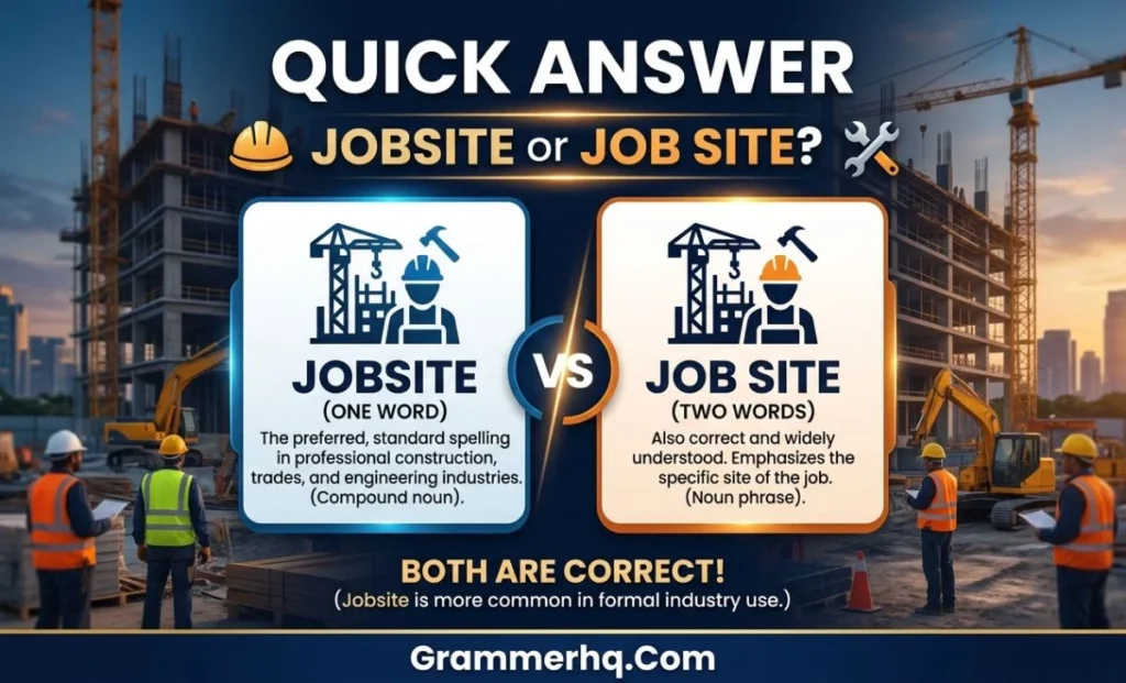 Quick Answer Jobsite or Job Site