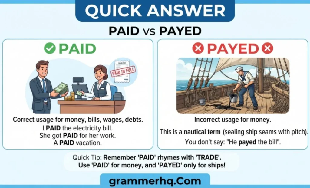 Quick Answer paid or payed