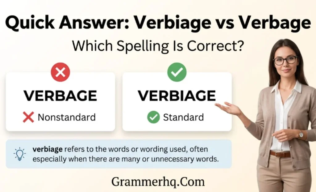 Quick Answer verbiage vs verbage 